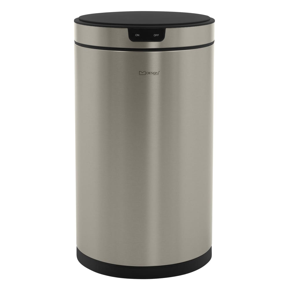 Mülleimer mit Sensor 30L rund aus Edelstahl, Silber, Automatisch