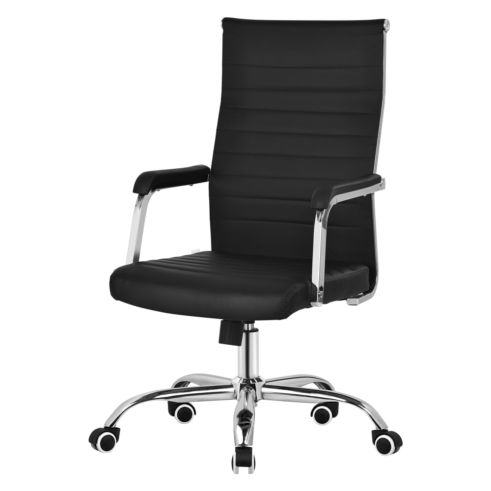 ML-Design Bürostuhl Schwarz höhenverstellbar aus Kunstleder mit Stahlgestell Schwarz Pes - Polyester
