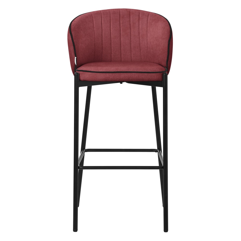 Barhocker 4er Set Rot 76 cm hoch mit Stoffbezug und Rückenlehne -
