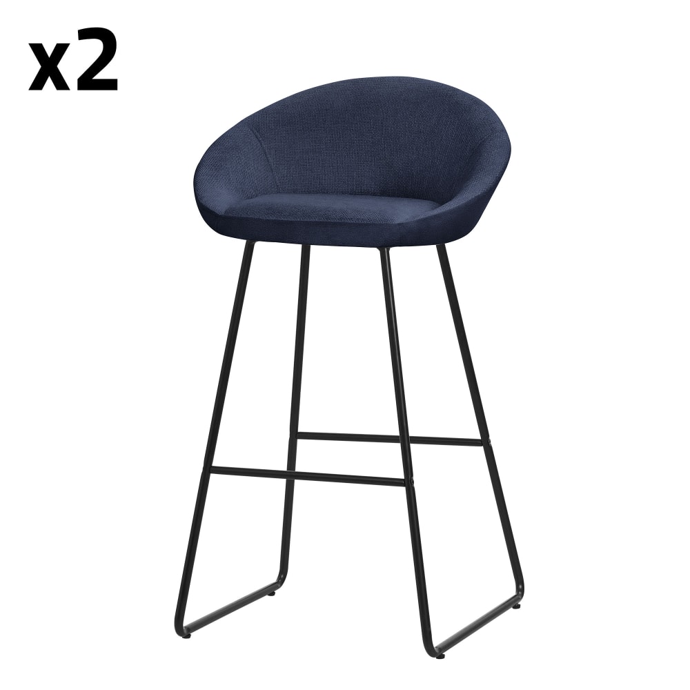 ML-Design Barhocker 2er Set Dunkelblau 75 cm hoch mit Stoffbezug & Metallgestell style modern - Pes - Polyester