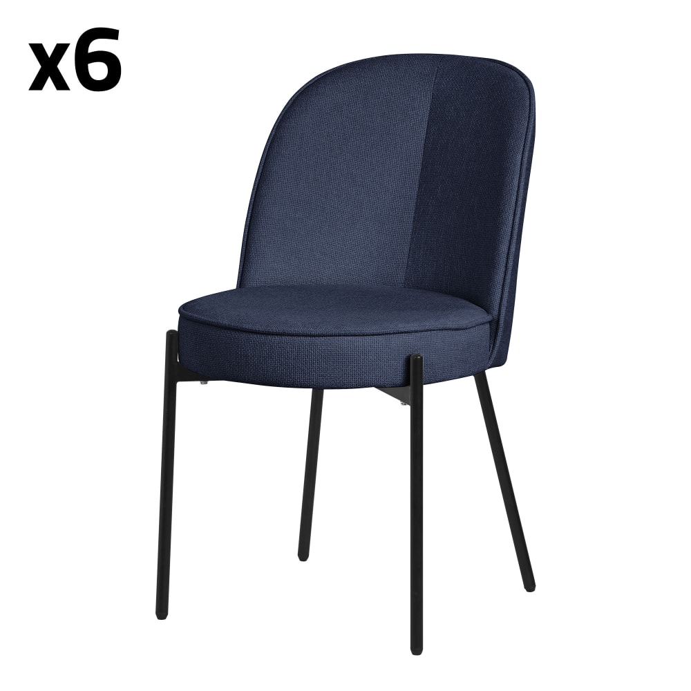 ML-Design Esszimmerstühle 6er Set Dunkelblau mit Stoffbezug und Metallbeinen - Pes - Polyester