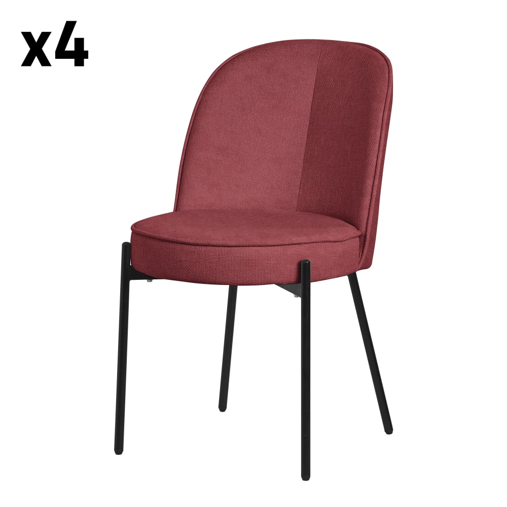 ML-Design Esszimmerstühle 4er Set Rot mit Stoffbezug und Metallbeinen Rot Pes - Polyester