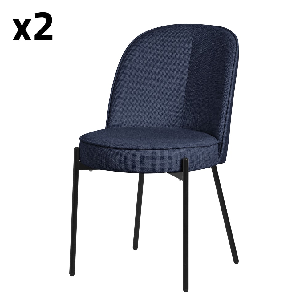 ML-Design Esszimmerstühle 2er Set Dunkelblau mit Stoffbezug und Metallbeinen - Pes - Polyester