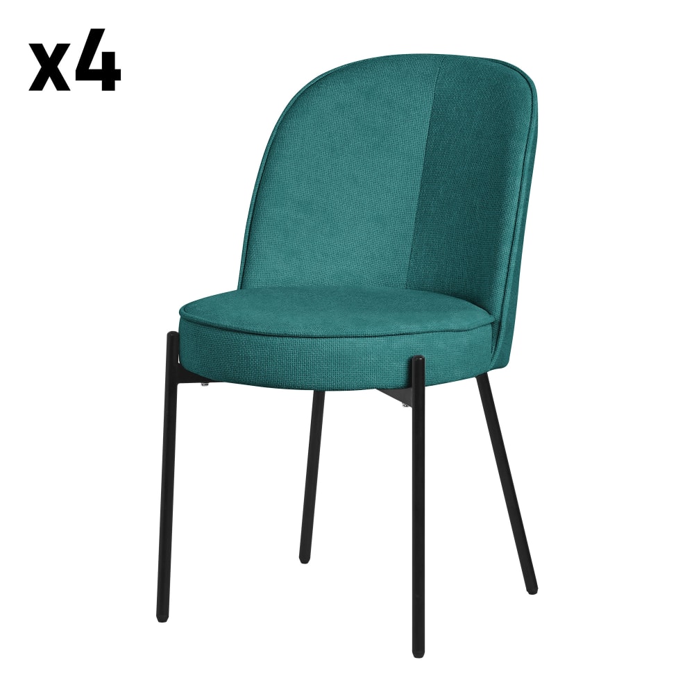 ML-Design Esszimmerstühle 4er Set Petrol mit Stoffbezug und Metallbeinen Blau Pes - Polyester