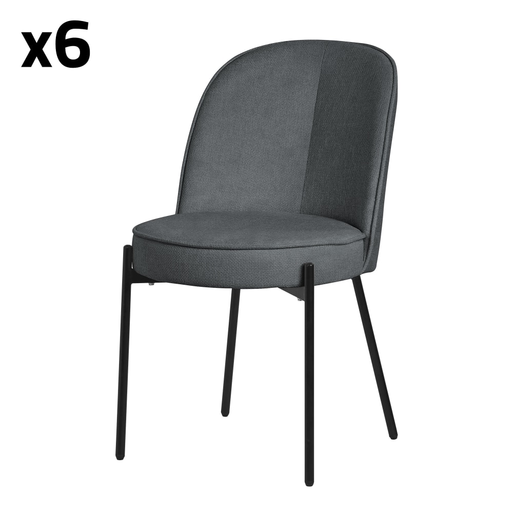 ML-Design Esszimmerstühle 6er Set Anthrazit mit Stoffbezug und Metallbeinen Grau Pes - Polyester