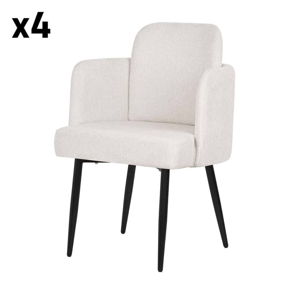 ML-Design Esszimmerstühle 4er Set Beige Stoffbezug Rückenlehne Rattan-Optik Beige Pes - Polyester