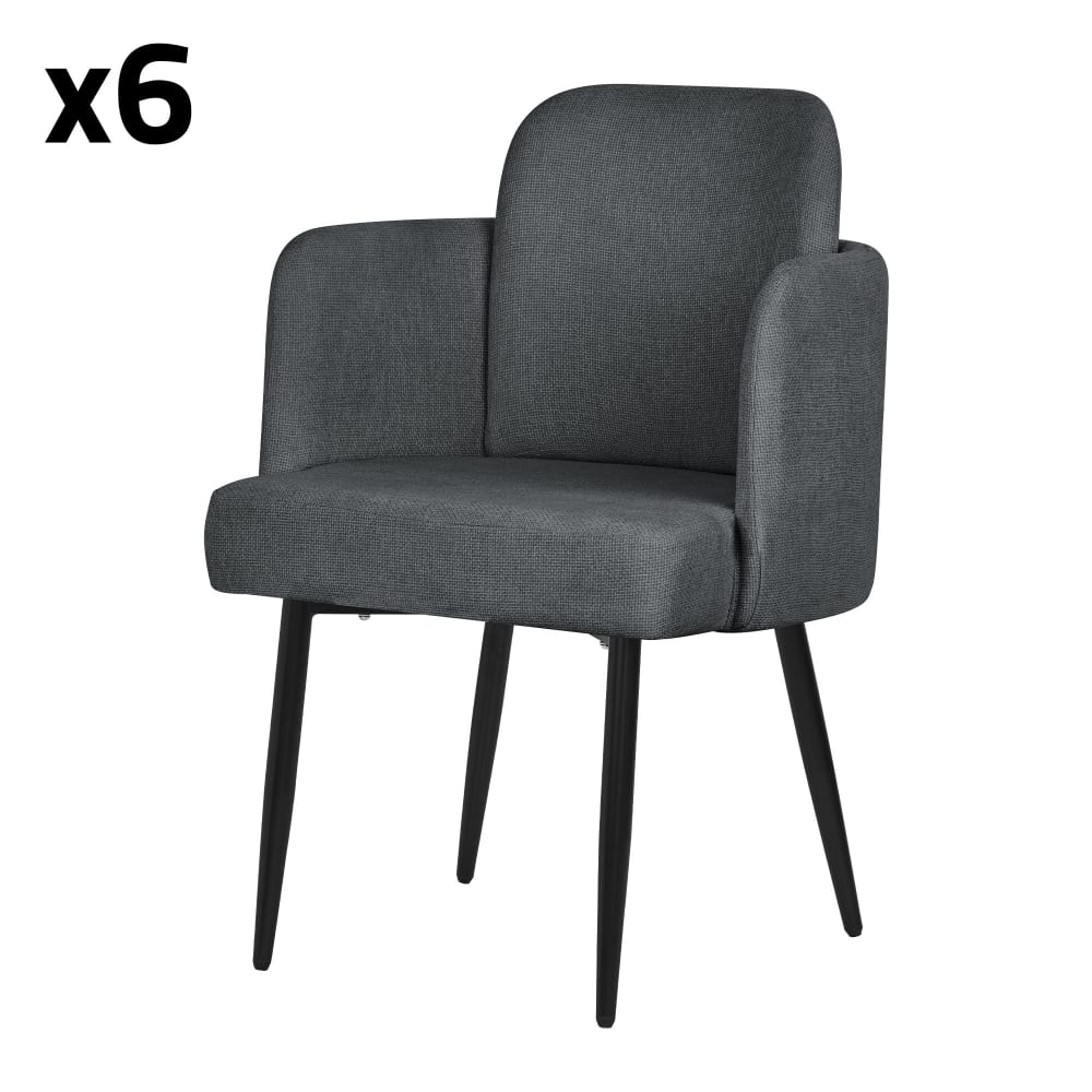 ML-Design Esszimmerstühle 6er Set Anthrazit Stoffbezug Rückenlehne Rattan-Optik Grau Pes - Polyester