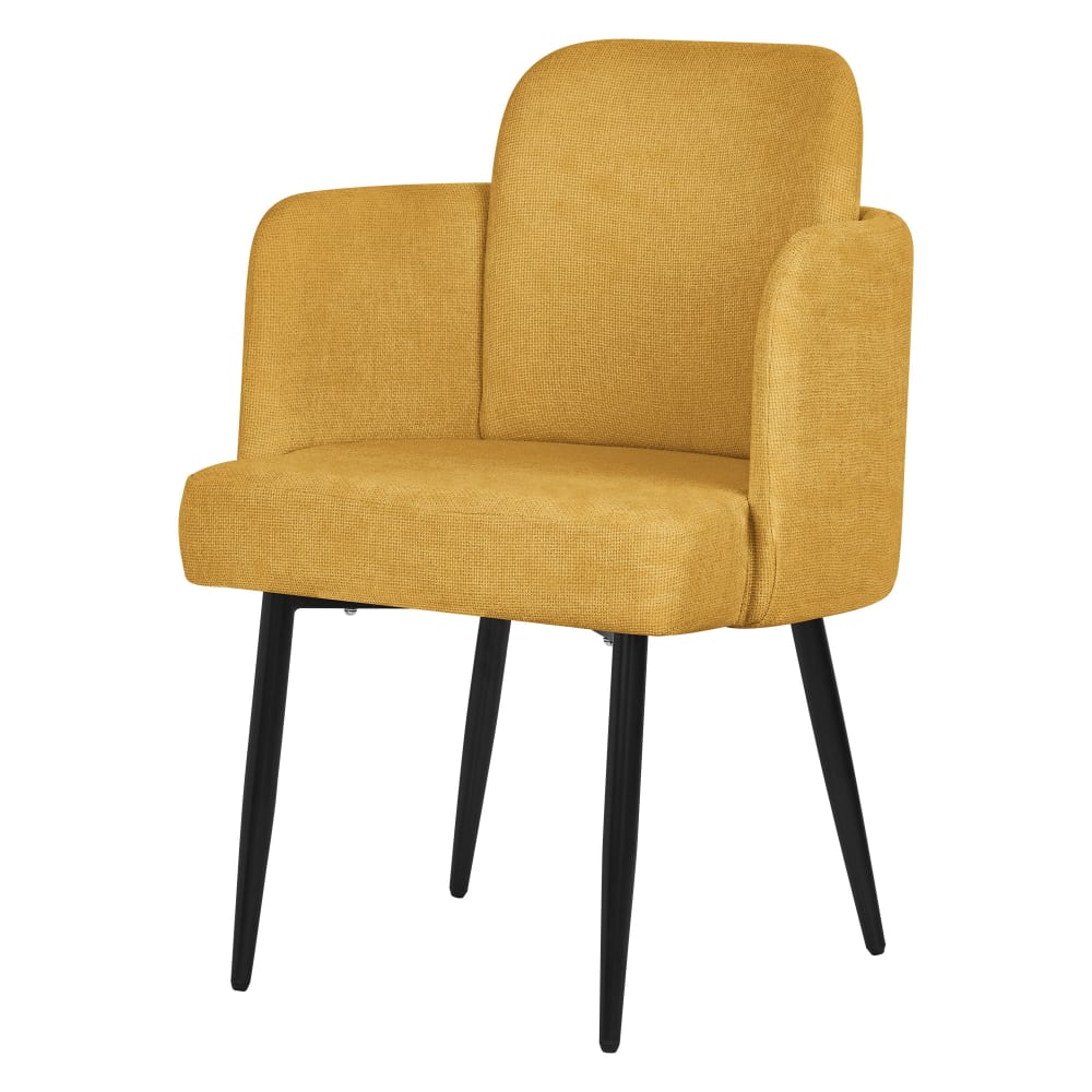 ML-Design Esszimmerstuhl Senf mit Stoffbezug, Rückenlehne, Rattan-Optik Gelb Pes - Polyester