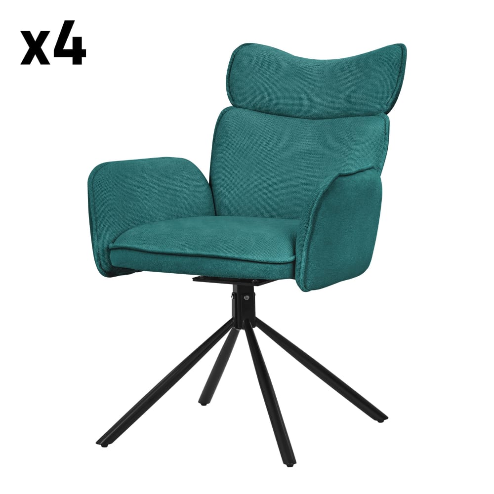 ML-Design Esszimmerstühle drehbar 4er Set Petrol mit Stoffbezug Blau Pes - Polyester
