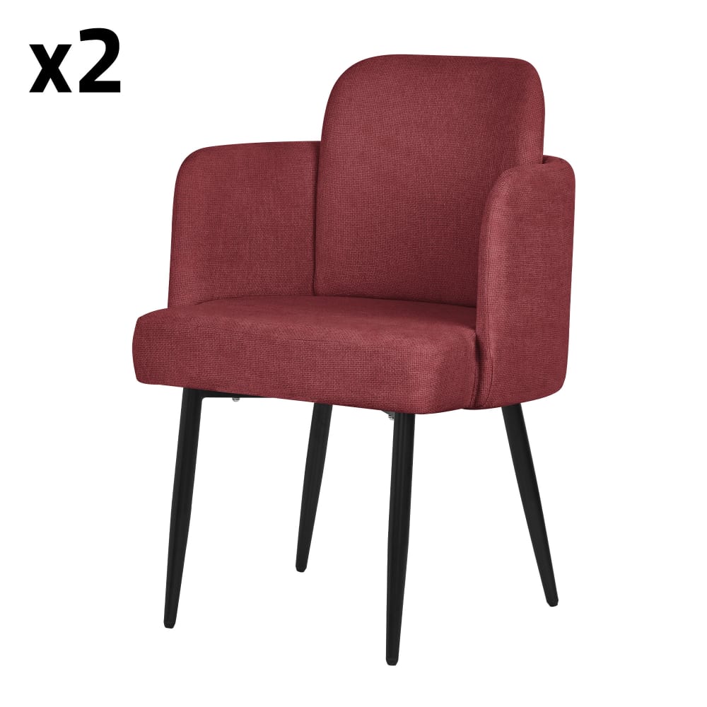 ML-Design Esszimmerstühle 2er Set Rot Stoffbezug Rückenlehne Rattan-Optik Rot Pes - Polyester