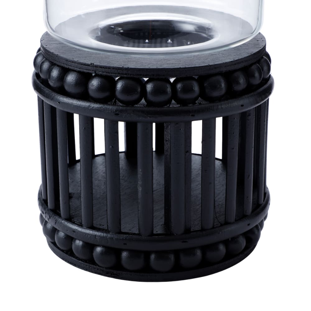 Porte-bougie en rotin noir h31 — vue 4