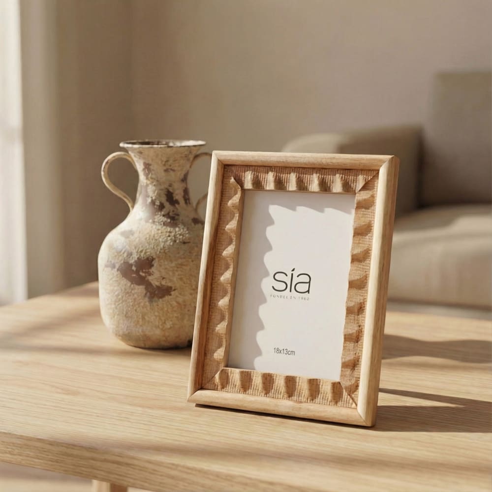 Cadre photo en acacia beige h25 — vue 3