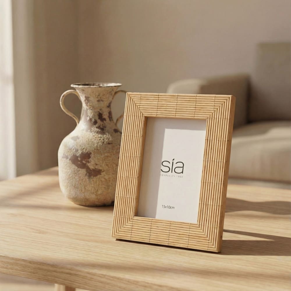 Cadre photo en bambou beige h22 — vue 3