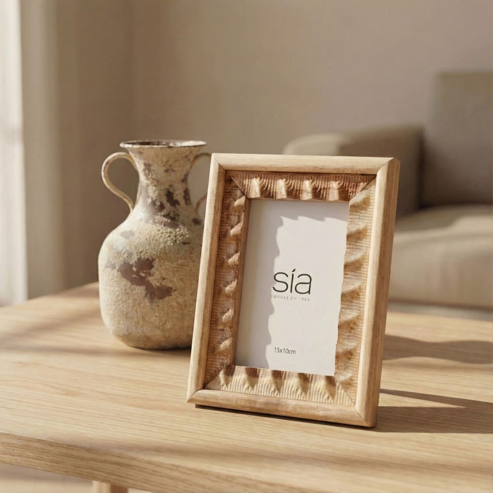 Cadre photo en acacia beige h22 — vue 3