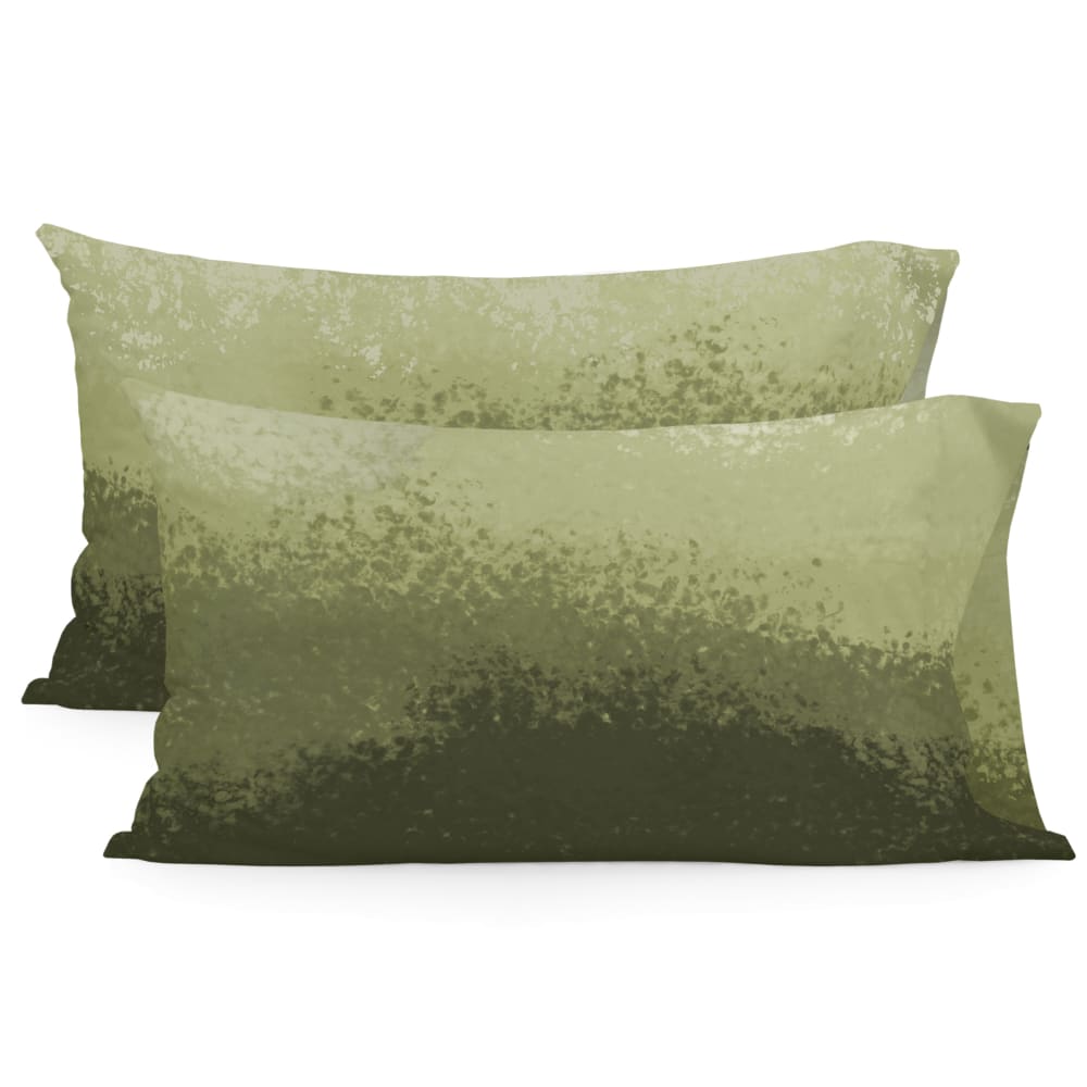 Taie d'oreiller 100% Coton Olive verte 50x75 cm (x2)