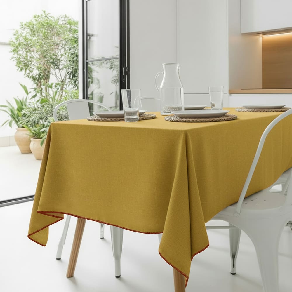 Tischdecke aus 100% Polyester 140x350 cm Senfgelb - Maisons Du
