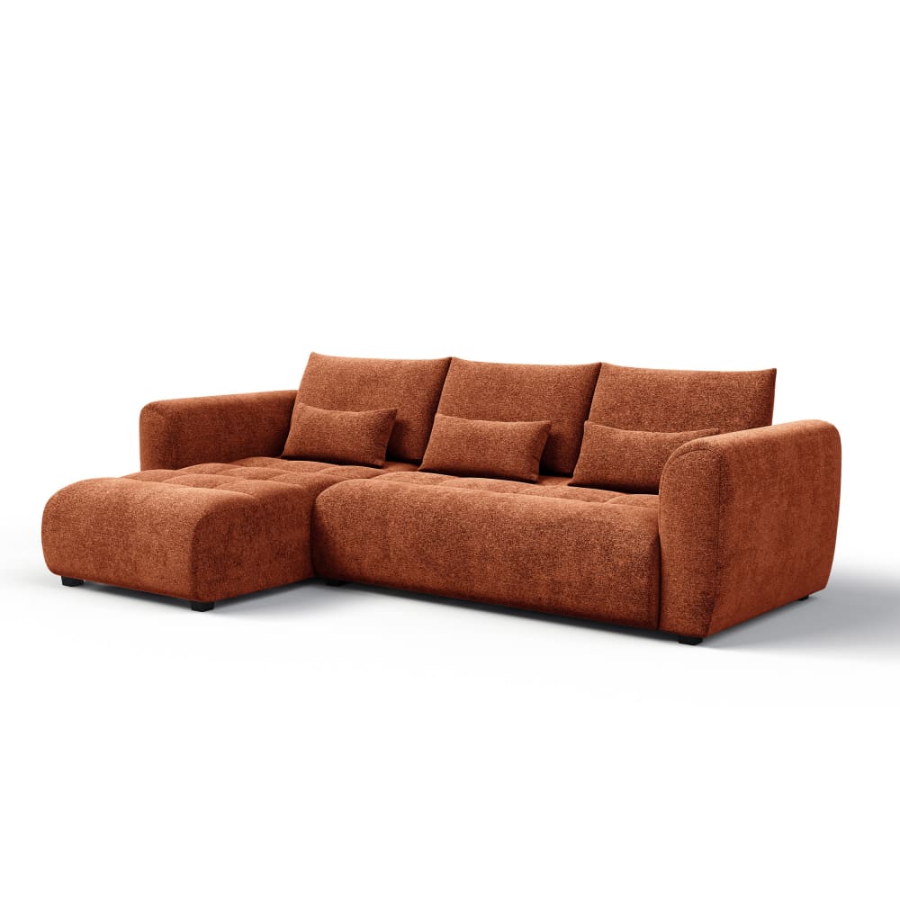 Canapé d'angle 4 places, tissu orange
