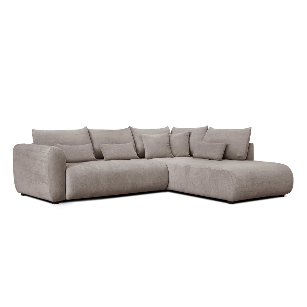 Canapé d'angle 5 places, tissu beige