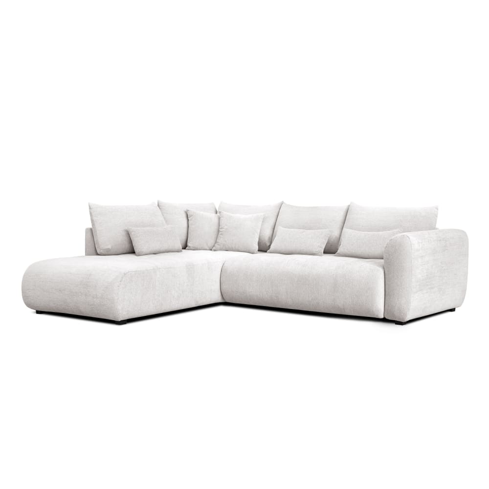 Canapé d'angle 5 places, tissu ecru