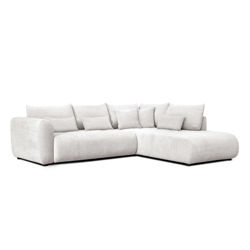 Canapé d'angle 5 places, tissu ecru
