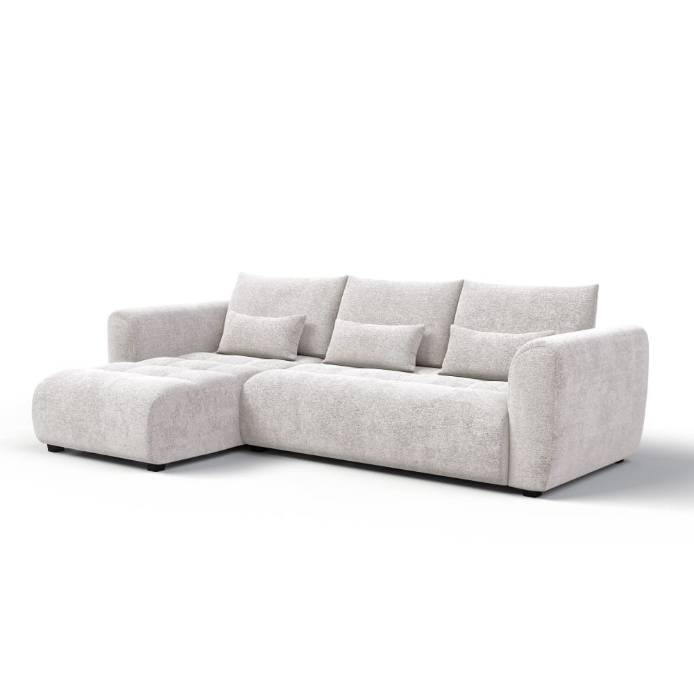 Canapé d'angle 4 places, tissu ecru