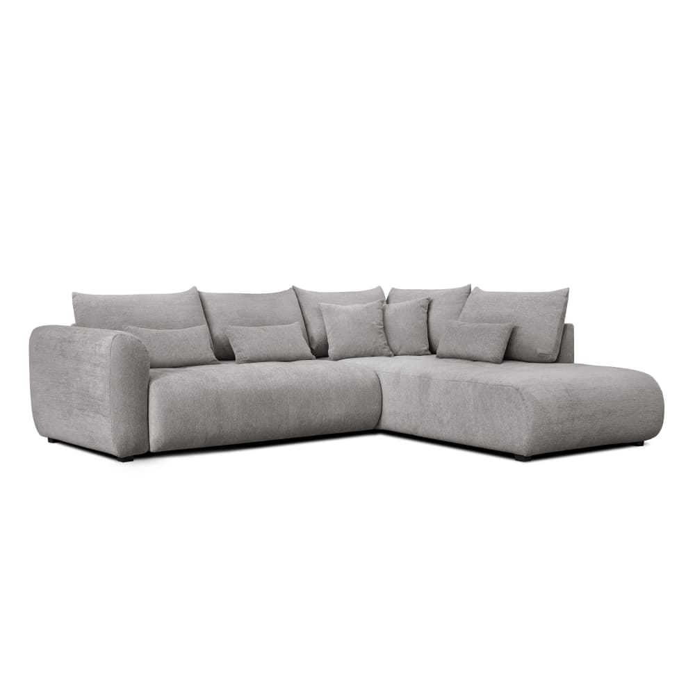 Canapé d'angle 5 places, tissu gris clair