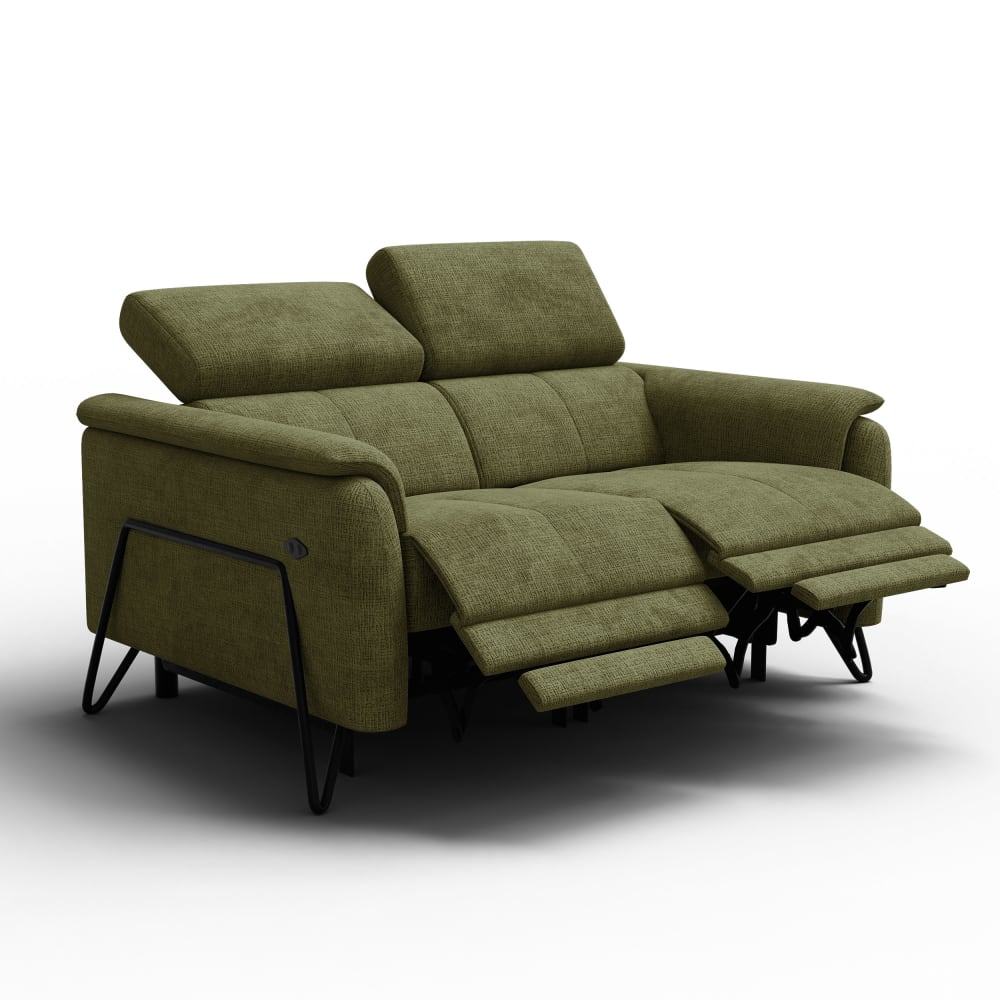 Canapé 2 places avec 2 Relax, tissu olive