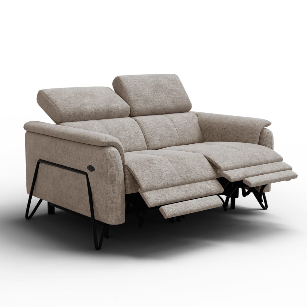 Canapé 2 places avec 2 Relax, tissu beige