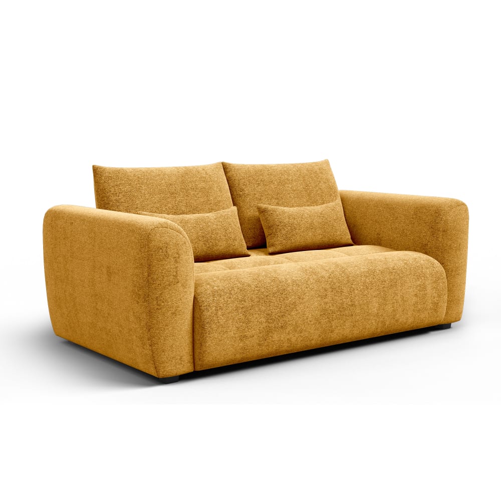 Canapé 3 places, tissu jaune