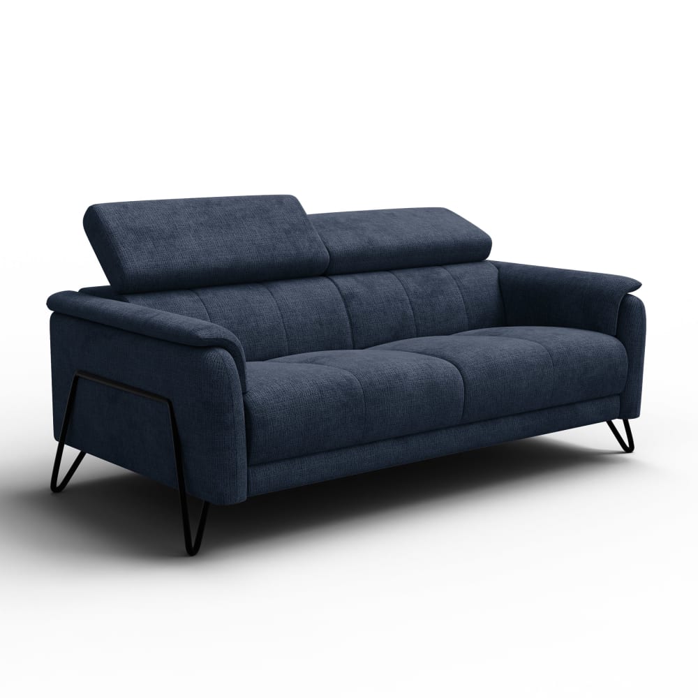 Canapé 3 places, tissu bleu marine