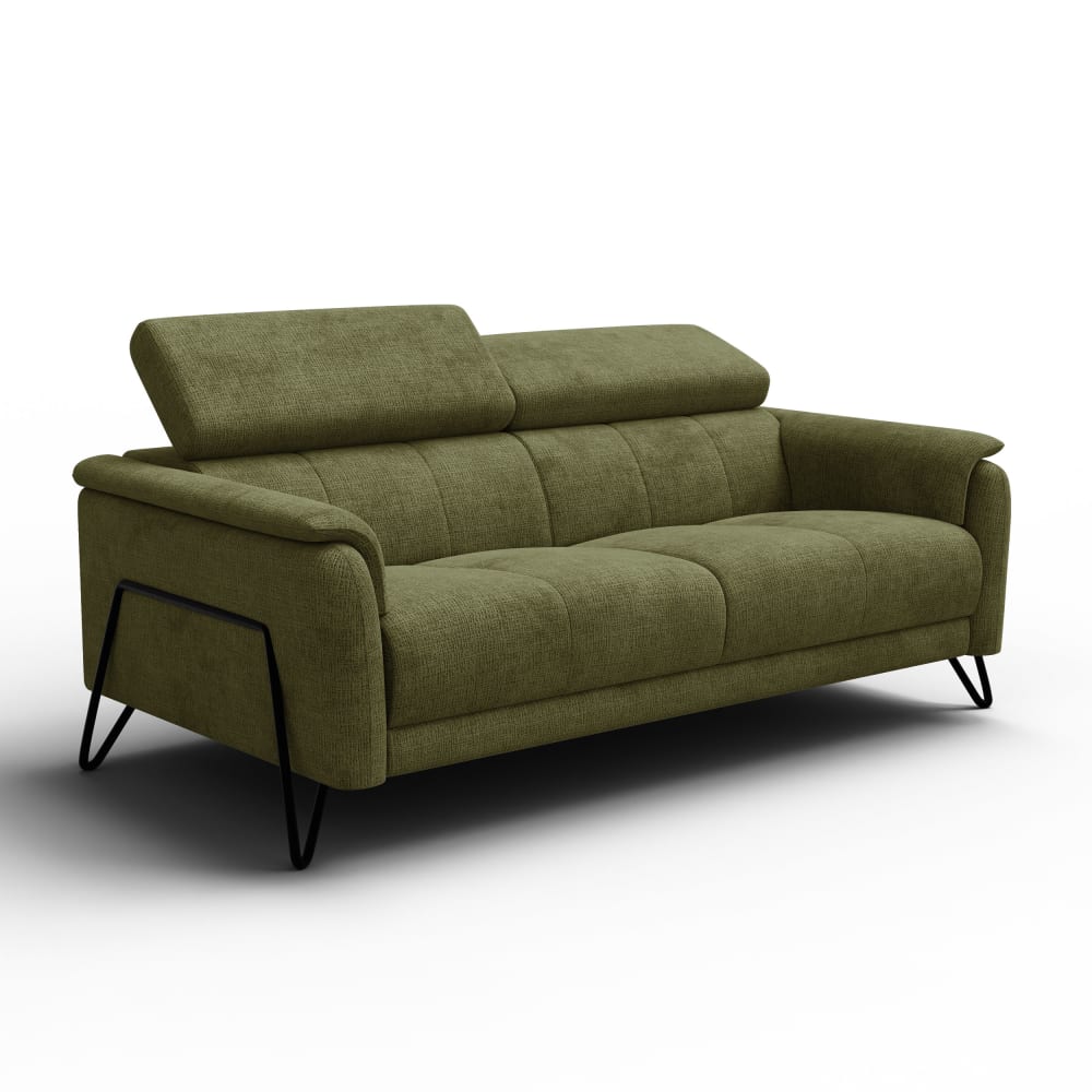 Canapé 3 places, tissu olive