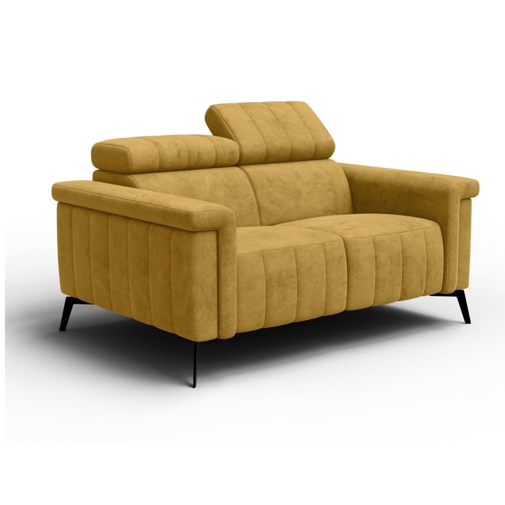 Canapé 2 places, tissu moutarde