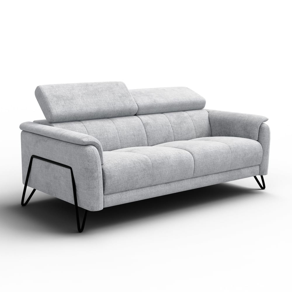 Canapé 3 places, tissu gris clair