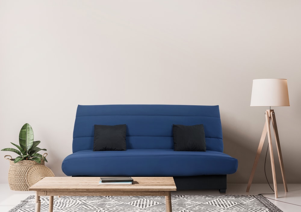 Banquette convertible clic clac 2 places rangement intégré marine