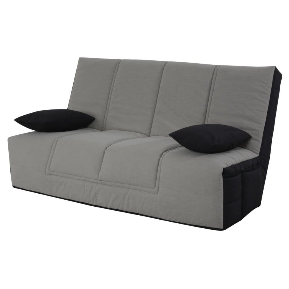 Banquette clic clac convertible 2 places rangement intégré tissu gris