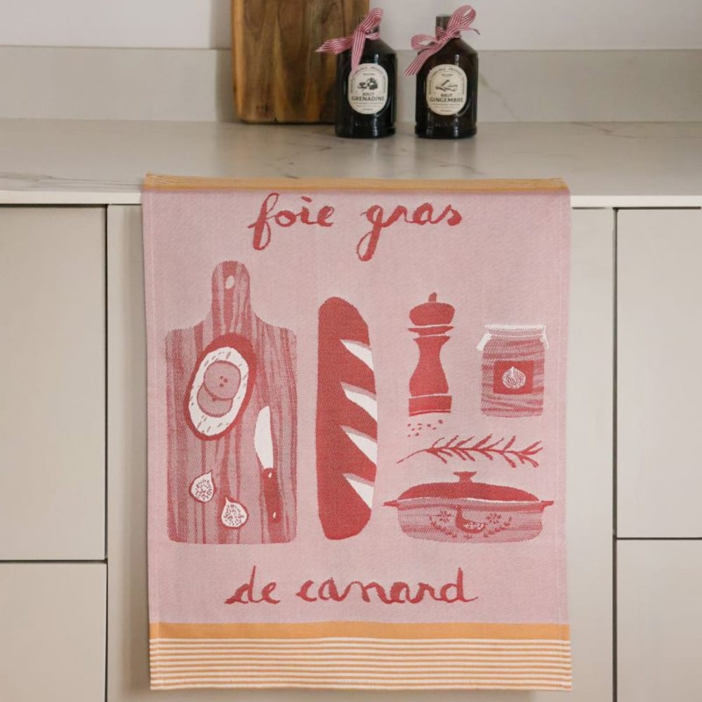 Essuie-mains en coton rouge et jaune à motif cuisine 45x60 - Maisons du Monde