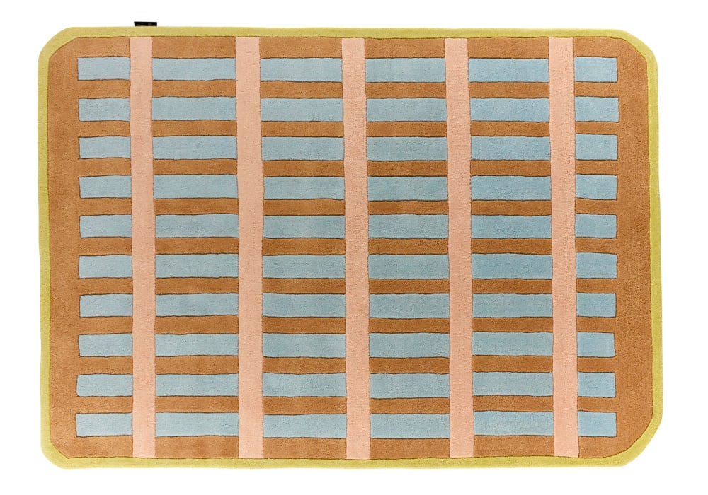 Tapis Laine Tissé à la main rayures multicolores 133x190