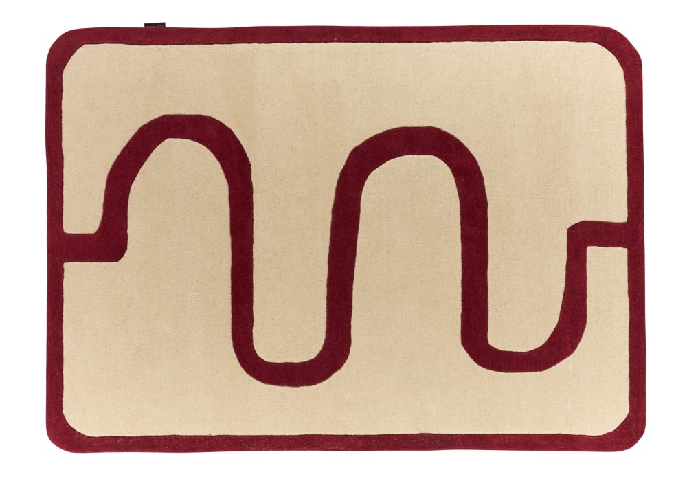 Tapis Laine Tissé à la main serpentin bordeaux 133x190