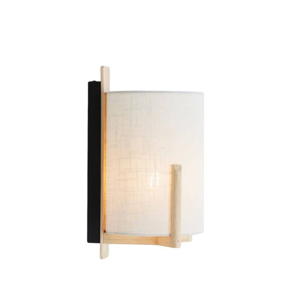 Applique murale bois et tissu blanc avec interrupteur — vue 3