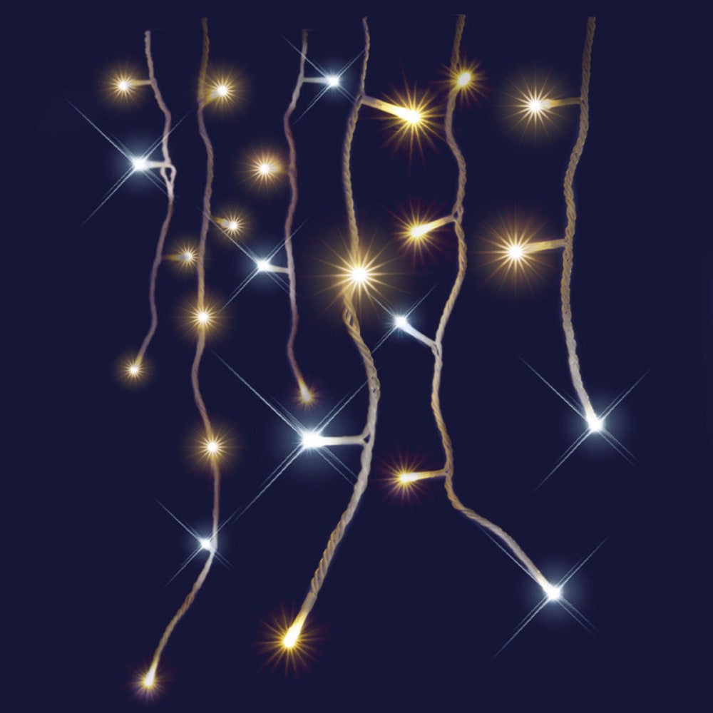 Guirlande led stalactite connectable 8m blanc chaud et flash