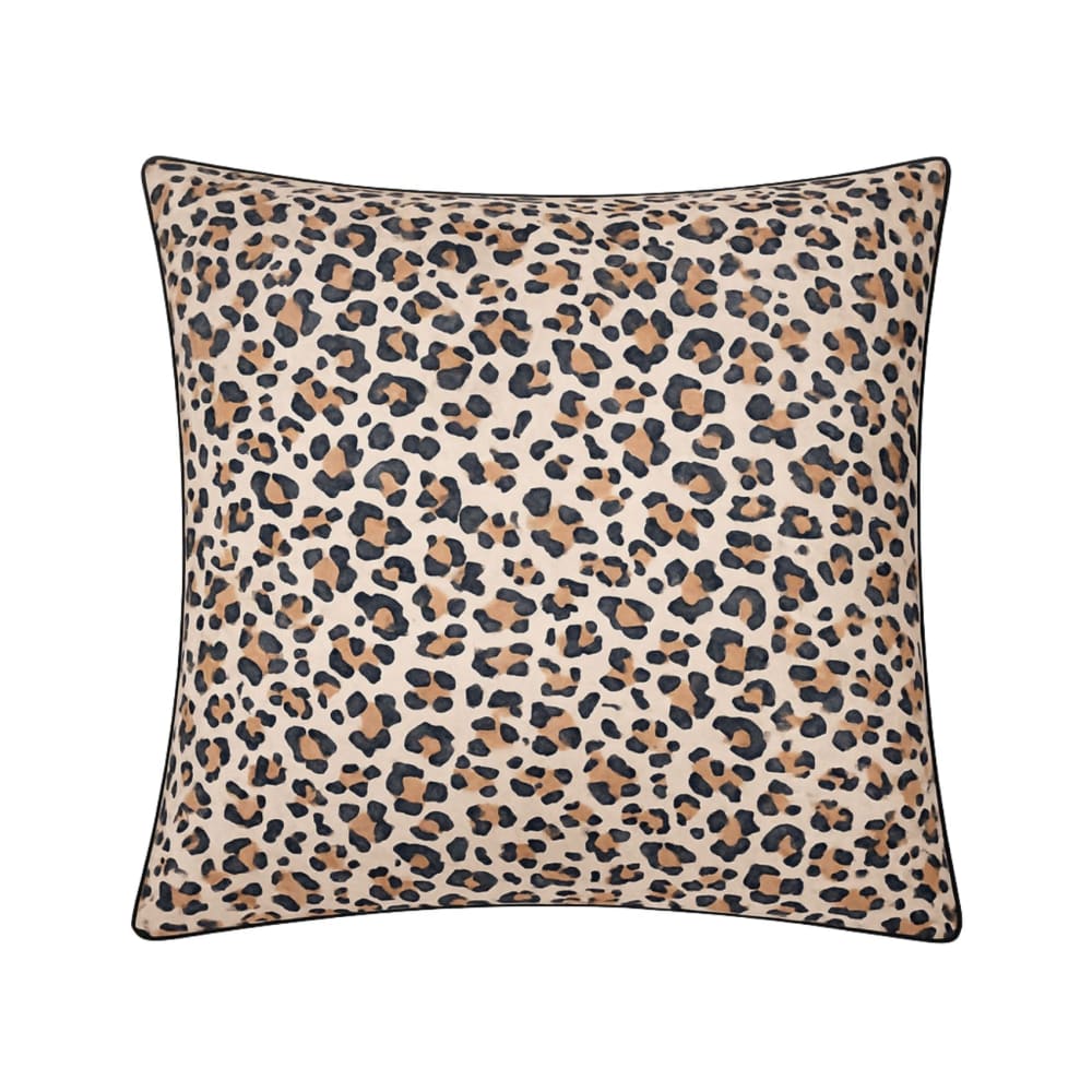 Taie d’oreiller percale de coton léopard beige 65 x 65