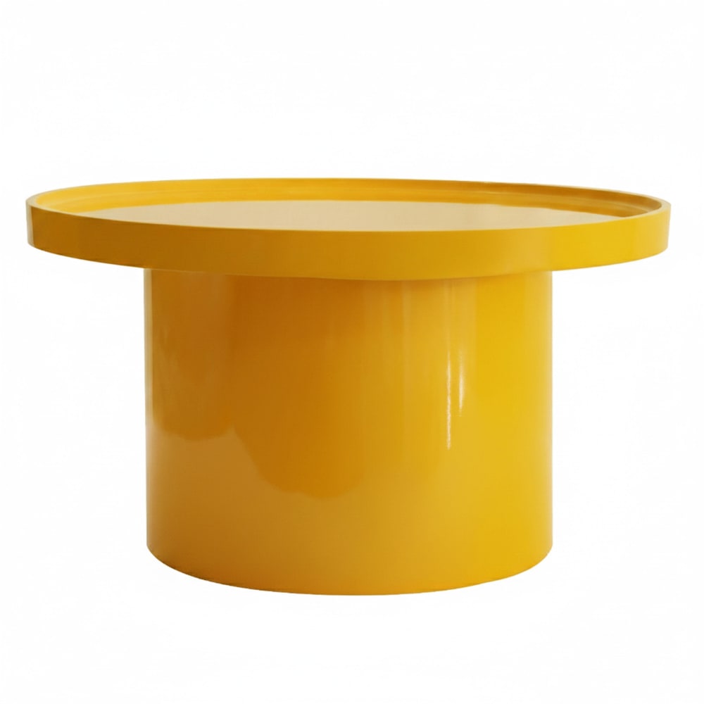 Table basse ronde 70 cm en MDF effet laqué jaune