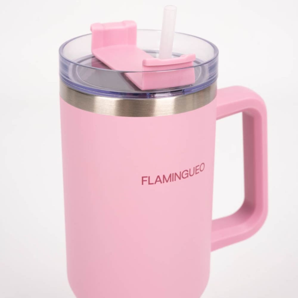 Thermobecher mit Strohhalm, Edelstahl 1,18 Liter, Rosa - Maisons