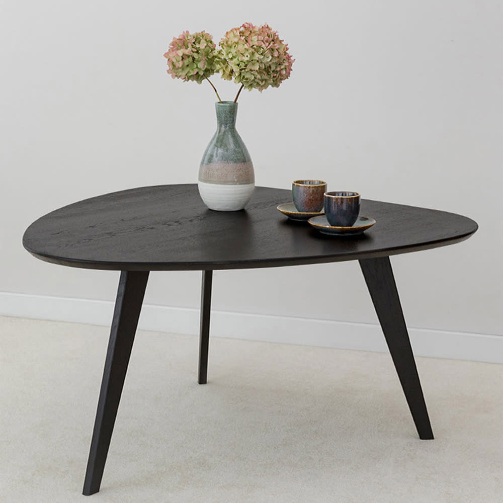 Couchtisch modernes Design aus Naturholz, 96x95x50cm, schwarz -