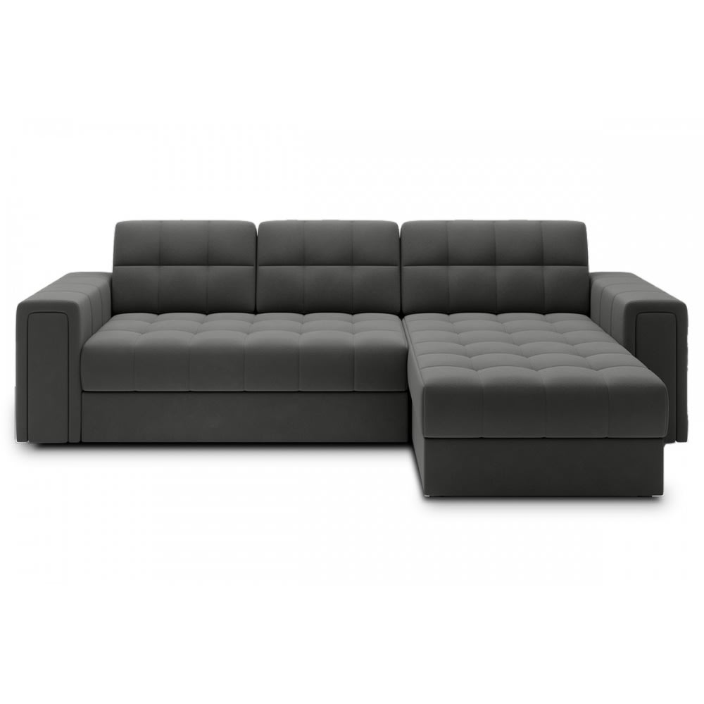 Canapé d'angle droit convertible velours Luxe gris foncé 4 places