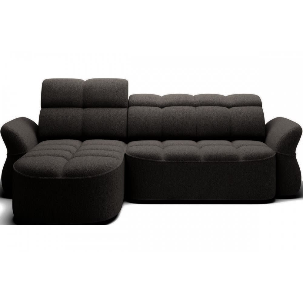 Canapé angle gauche profondeur réglable tissu bouclette anthracit