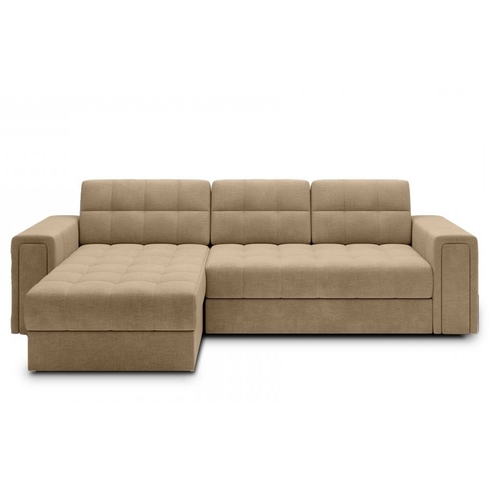 Canapé d'angle gauche convertible velours marron 4 places