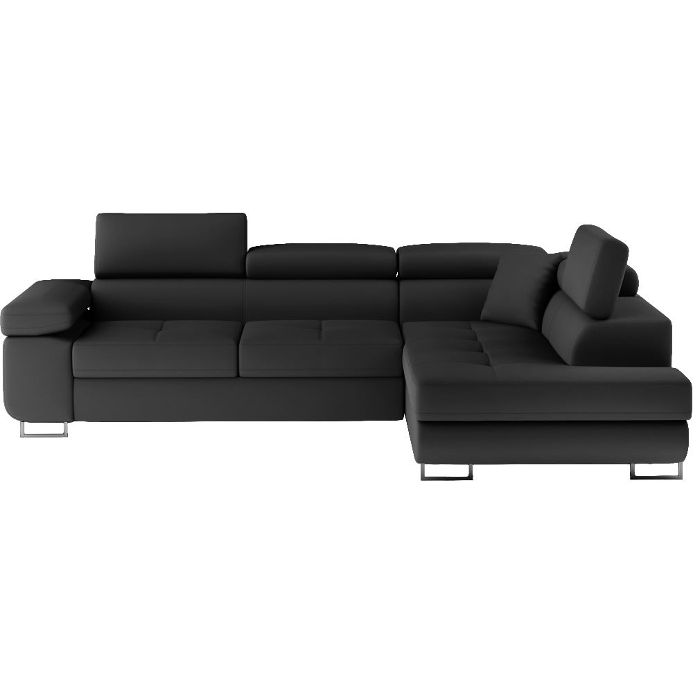 Canapé d'angle droit convertible simili cuir 5 places, noir