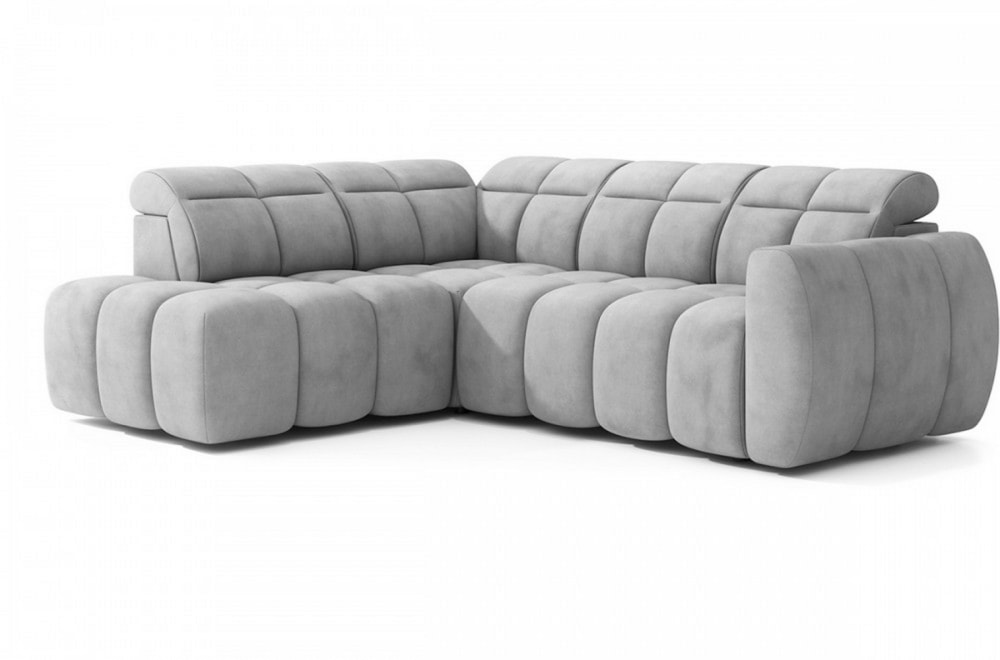 Canapé d'angle gauche profondeur réglable  velours gris 5 places