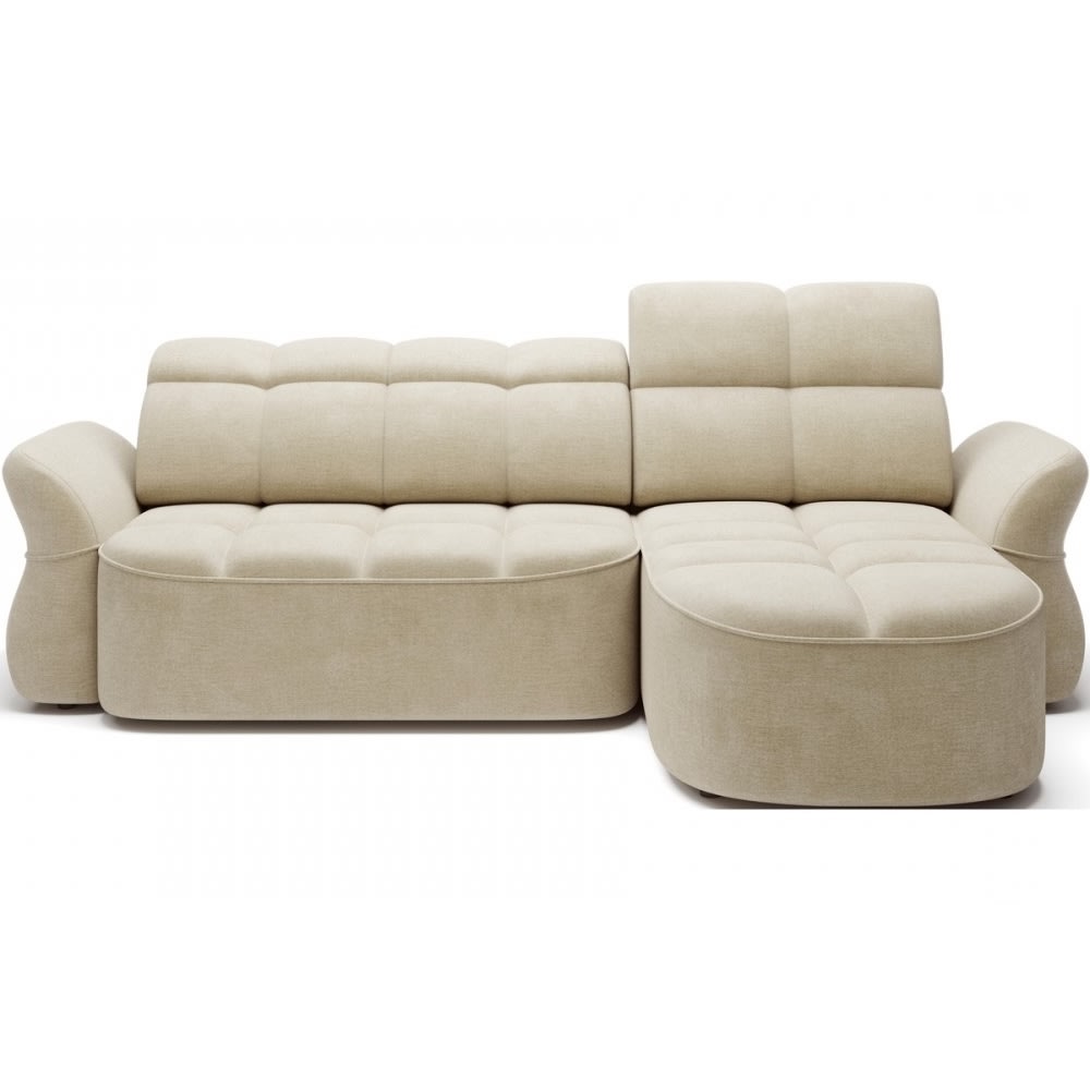 Canapé angle droit profondeur réglable VELOURS beige clair